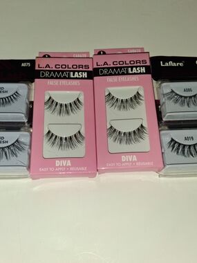 6-Pk False Eyelashes Set – Laflare 3D French Lash & L.A. Colors Dramati Lash